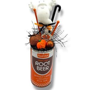 Halloween Haunting Vintage Decor centerpiece - Multimedia Assemblage tin can